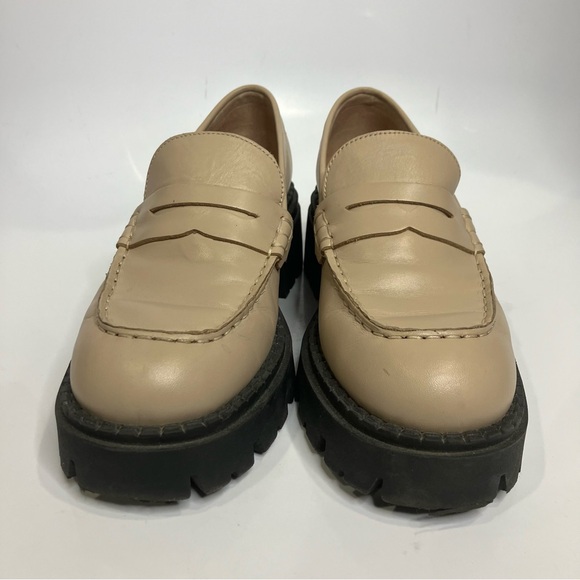 Free people‎ Lyra lug sole loafers tan Leather black womens size 36.5 trendy Y2K - Picture 3 of 9